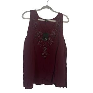 NWT Dalia Made in India Women's Hand Beaded Embroidered Tank Top Size XL